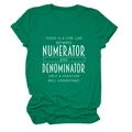 Detail of white math pun print on a dark forest green crew neck cotton t-shirt fabric - Dark Green (White Font)