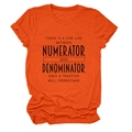 Flat lay of an orange crew neck t-shirt with a black mathematical slogan print - Orange (Black Font)