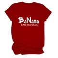 Dark red cotton T-shirt featuring white BaNana Bad Ass Nana slogan and rolled sleeves - Red (White Font)
