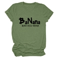 Detail shot of olive green T-shirt with BaNana print and rolled cuff design - Olive Green (Black Font)