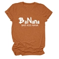 Close-up of rust-red cotton T-shirt featuring BaNana Bad Ass Nana white artistic print - Burnt Orange (White Font)