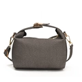 Sac seau chic en tissu sergé gris foncé avec boucle dorée et bandoulière réglable - Noir