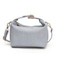 Sac à main en toile à rayures bleues et blanches avec fermoir doré et bandoulière - Bleu