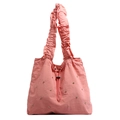 Bolso de hombro de nailon rosa con lentejuelas y correa con diseño de volantes - Rosa