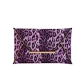 Elegante bolso sobre con estampado de leopardo morado y negro con marco de metal dorado - Morado