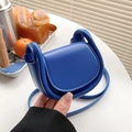 Mini dark blue leather saddle bag for kids featuring a stylish retro crossbody design - Blue