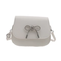 Chic white saddle crossbody bag featuring a sparkling silver rhinestone bow decoration - White