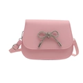 Pink saddle bag for women featuring a sparkling rhinestone bow and adjustable strap - Pink