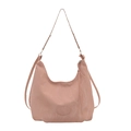 Borsa hobo rosa con tracolla in metallo intrecciato e cerniera lunga su sfondo bianco - Rosa