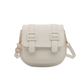 Borsa a sella semicircolare color crema con cinturini e tracolla regolabile - Bianco