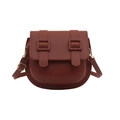 Terracotta saddle crossbody bag with matte finish and decorative parallel straps - Brown