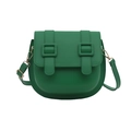 Borsa a sella verde scuro in pelle opaca con cinturini con fibbia retrò sulla patta - Verde