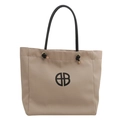 Sac fourre-tout en toile kaki avec logo HB noir et poignées cylindriques élégantes - Kaki