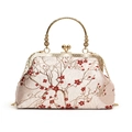 Vintage Chinese style embroidery handbag with red plum blossoms and gold metal clasp - Style One (Plum Blossom Embroidery)