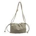 Chic light green ruched cloud bag with stylish gold chain strap and drawstring detail - Green