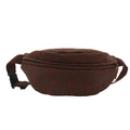 Brown corduroy waist bag with red strawberry print and adjustable nylon strap - Brown