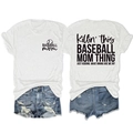 T-shirt blanc Baseball Mom montrant le motif avant et le texte d'humour au dos - Blanc (Police Noire)