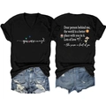Front and back view of a black V-neck T-shirt with positive quotes and floral graphics - Black