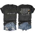 Deep grey V-neck t-shirt with you are enough print and floral back graphic - Black Heather Grey