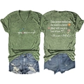 Women's green V-neck T-shirt with 'you are enough' print and blue denim shorts set - Olive Green