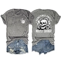 Front and back detail of grey cotton t-shirt with skull and floral print on white background - S / Dark Gray
