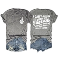 Ensemble t-shirt gris à motif et short en jean bleu délavé avec vue avant et arrière - S / Gris foncé (Impression blanche)