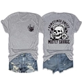 T-shirt gris avec graphique de crâne et texte Sometimes Sweet Mostly Savage à plat - S / Gris clair