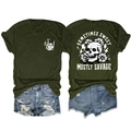 Détail du t-shirt vert foncé avec imprimé tête de mort et short en jean vieilli - S / Vert Militaire