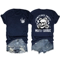 T-shirt bleu marine avec motif tête de mort et short en jean vieilli sur fond blanc - S / Bleu Marine