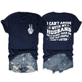 Front and back view of navy blue cotton T-shirt with white graphic and slogan - Navy (White Print)