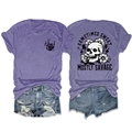 T-shirt violet à manches courtes avec motif crâne punk et short en jean - S / Violet