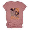 Detailed view of dust pink T-shirt featuring elegant floral print and soft crew neck - Rose Gold (Color Graphic)