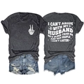 Detailed flat lay of casual dark grey t-shirt with back print and denim shorts set - Heather Grey (White Print)