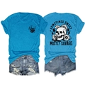 T-shirt bleu et short en jean avec imprimé tête de mort et slogan tendance - S / Bleu lac