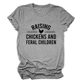 Dettaglio della t-shirt grigio melange con stampa Raising Chickens and Feral Children - S / Grigio Scuro (Font Nero)