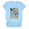 Light blue crew neck t-shirt with vintage floral pattern in a flat lay minimalist style - Light Blue (Graphic)