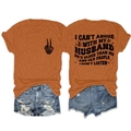 Detailed front and back view of orange cotton t-shirt with slogan and skeleton print - Burnt Orange (Black Print)