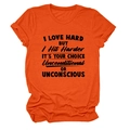 Détail du t-shirt en coton orange avec slogan imprimé en caractères noirs gras - Orange (Police Noire)