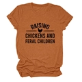 Rust red t-shirt with Raising Chickens text and rooster print on soft heathered fabric - S / Burnt Orange (Black Font)