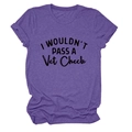 Detail of heather purple cotton blend t-shirt with I WOULDN'T PASS A Vet Check text - Purple (Black Print)