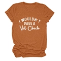 Close-up of rust orange cotton T-shirt with I Wouldn't Pass A Vet Check print and rolled sleeves - Burnt Orange (White Print)