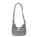 Silberne gewebte Crescent Bag mit metallischer Bogenschnalle und schmalen Trägern - Silber