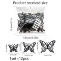 Set de 12 pegatinas de pared mariposa calavera 3D para decoración Halloween DIY - Estilo de Mariposa Calavera Gótica (PY4005-ZC)