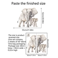 Vue détaillée des dimensions et de la disposition des autocollants d'éléphants - Style Aquarelle Éléphant Maman et Bébé (30*60cm*2 feuilles)