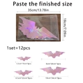 Dettaglio di 12 adesivi murali a pipistrello laser olografici in quattro dimensioni - Stile Laser Iridescente (PJ2001-KQ)