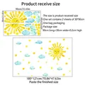 Size chart for sun and cloud wall stickers showing layout and 180x121cm finished dimensions - 30*90cm*2Pcs Set