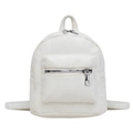 White corduroy backpack for women featuring front zipper pocket and soft ribbed texture - Off White