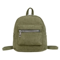 Mini corduroy backpack in dark green featuring a textured fabric and front zipper pocket - Green