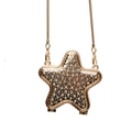 Mini borsa a scatola a forma di stella dorata con strass e sottili tracolle a catena - Oro