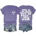 T-shirt violet de coiffeur avec le motif imprimé It's a Beautiful Day to Cut Hair - Violet (Imprimé Blanc)